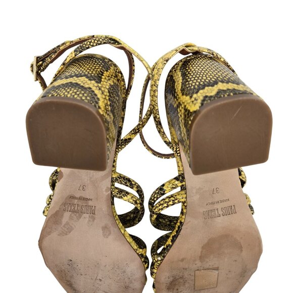 Paris Texas Carla Printed Python Leather Sandals in Limone Size 37/US 7 - Picture 9 of 11